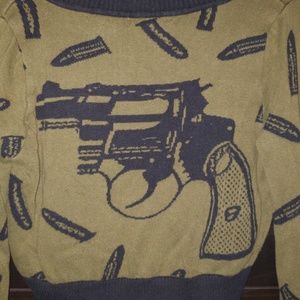 Betsey johnson olive green gun button up sweater